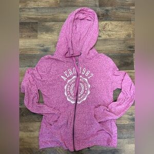 Aeropostale Heathered Pink Zip-Up Hoodie